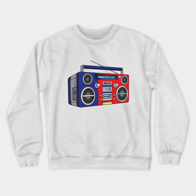 Boombox (Red + Cosmic Cobalt Colorway) Analog / Music Crewneck Sweatshirt by Analog Digital Visuals